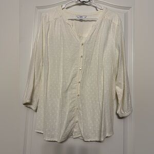 Croft & Barrow Cream Textured Blouse